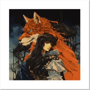 Woman and Fox Yokai Posters and Art